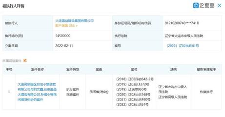 大連盛益建設(shè)集團成被執(zhí)行人 執(zhí)行標的為5450萬元
